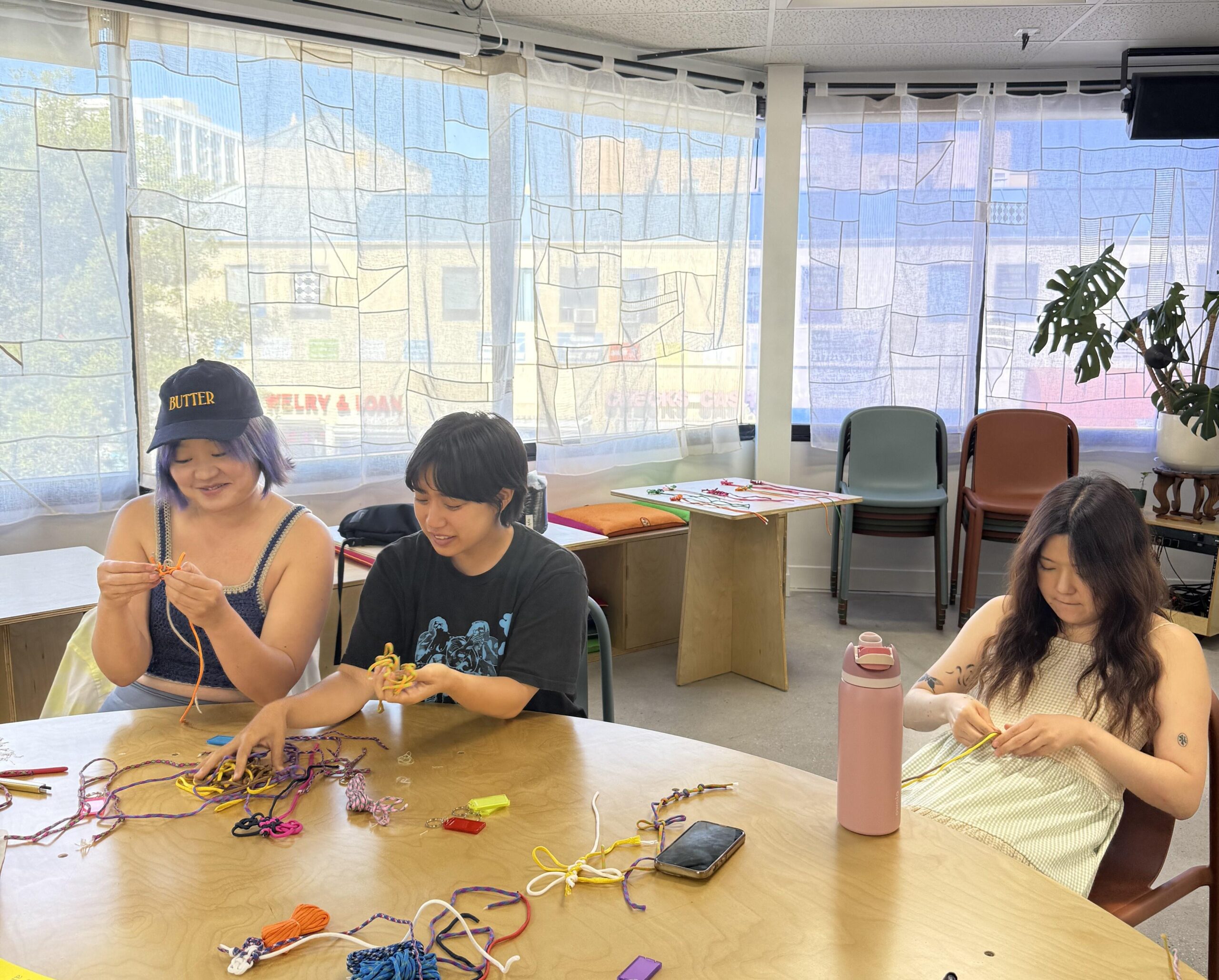 Nancy, Joann, Naree doing maedup at the GYOPO Space.